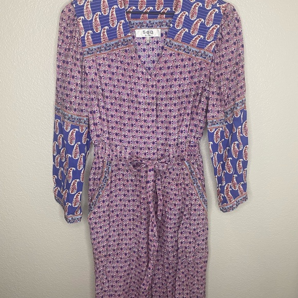 Sea NY Bianca Floral Paisley Boho Jumpsuit / Blue Pink / Size 4 / Sea New York - Picture 3 of 11